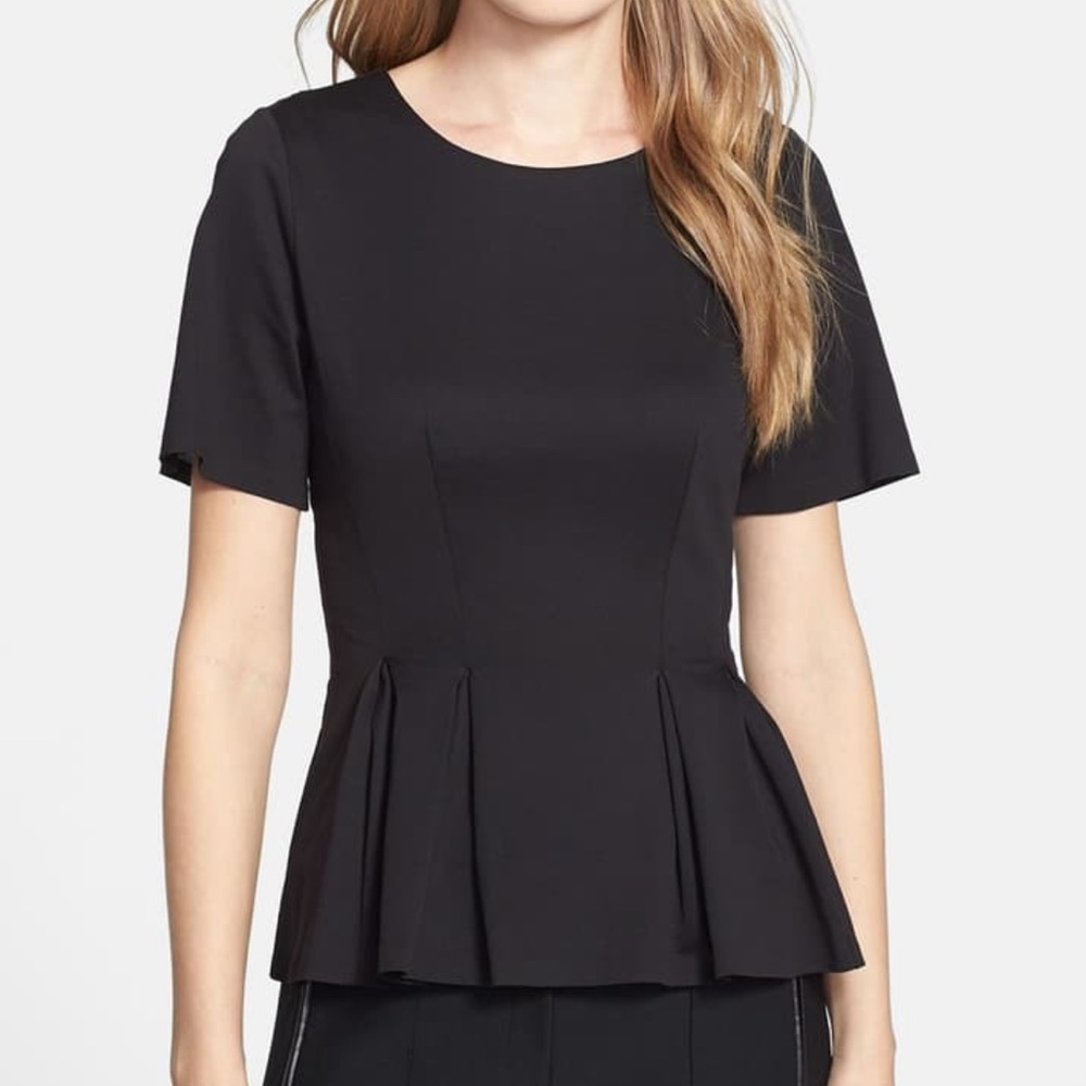 Rebecca Taylor Short Sleeve Peplum Jersey Top